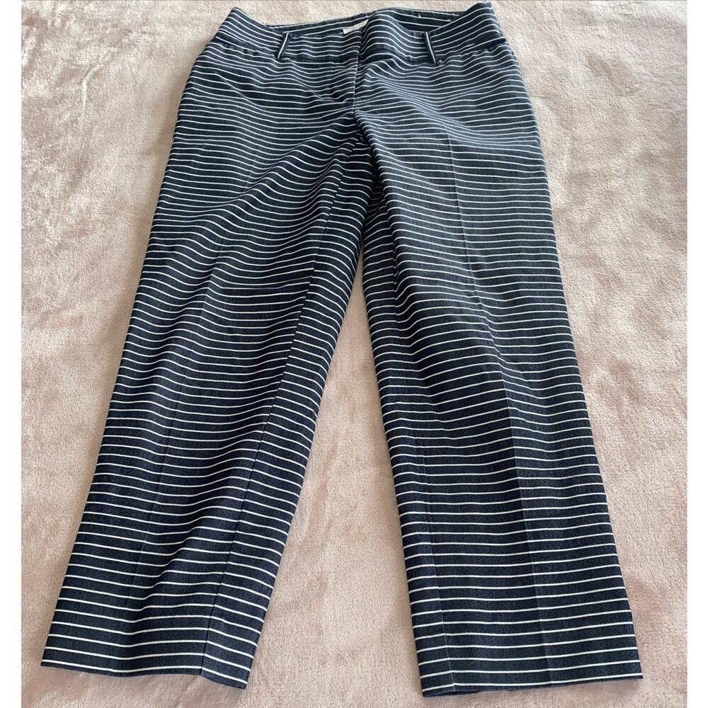 LOFT Pants The Riviera Cropped Julie Fit Blue Striped Pants Size 4
